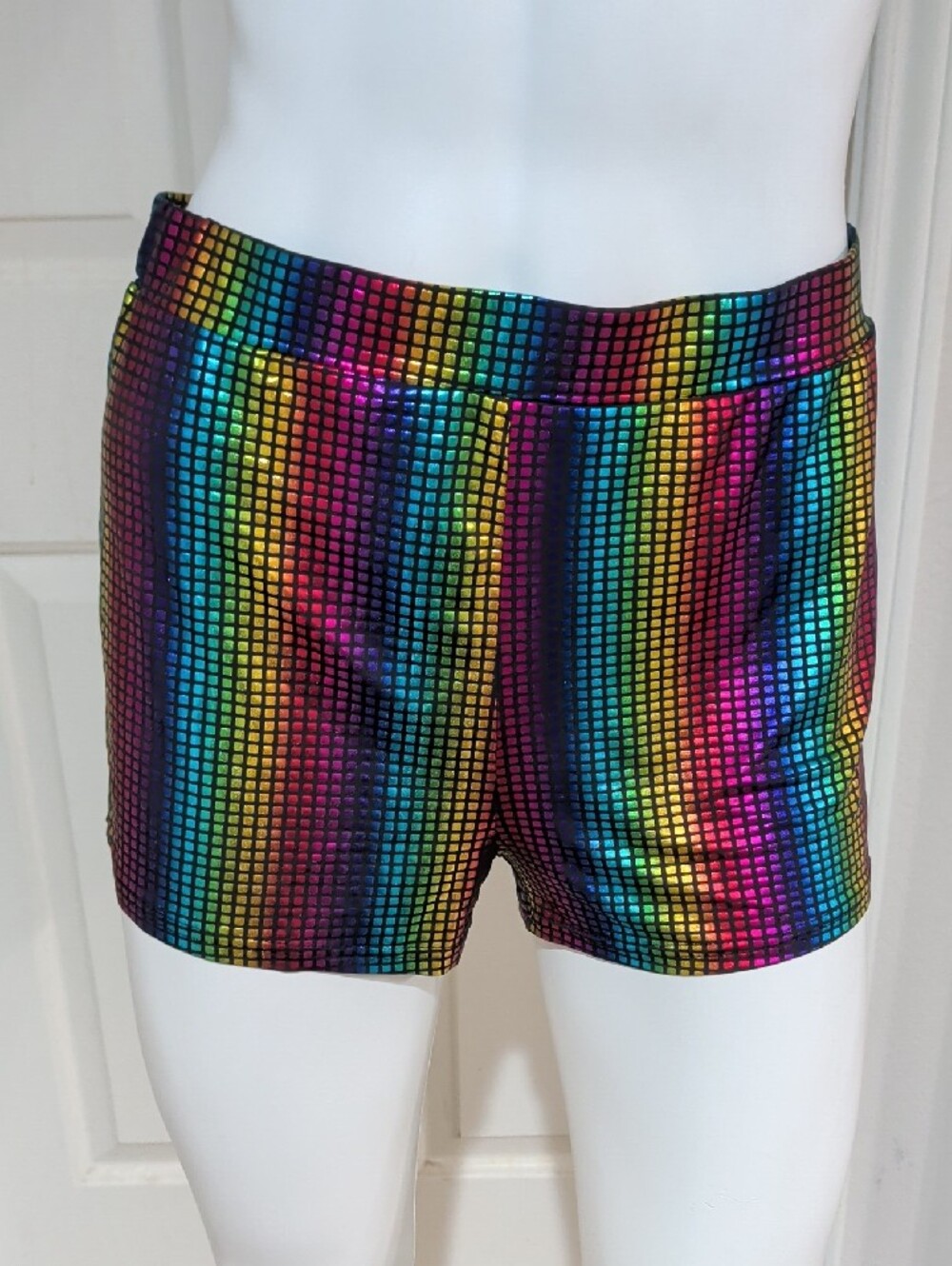 Retro Rainbow Sequin Party Shorts for Women Medium/Large - Picture 3 of 6